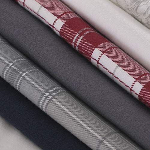 Mellanni Cotton Queen Size Flannel Sheets Set - Deep Pocket Fitted Sheet Up To 16 Inch - Warm And Breathable Flat Sheet, Easy Care - Luxury Heavy Weight Queen Sheet Set - 4 Piece Set (Queen, Gray) #TOP6