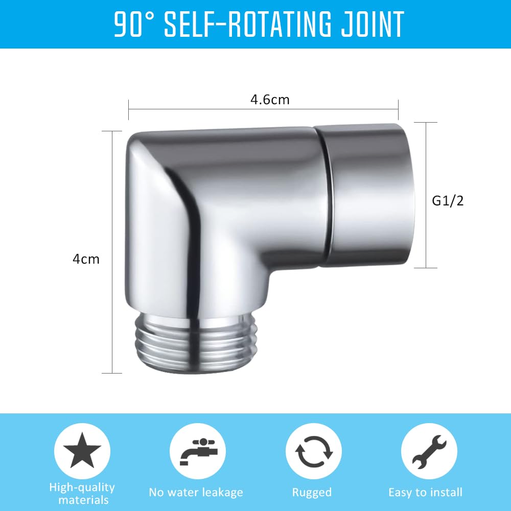 Adattatore Angolare 90° Per Doccia - Connettore Gomito In Ottone Cromato 1/2" Per Soffioni E Bracci Doccia - Foto 6