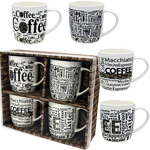 Rockin Coffee Mug Set Of 4 Coffee Mugs Beautiful Vintage Ceramic Cups With Distinctive Assorted Café Diner Phrases, In Exclusive Boxed Gift Sets Best Gift Set Home Decoration, Gift Box Cup Set #TOP1