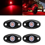 Calightskit LED Rock Lights 4 Pods Red LED Underglow Light Kit Waterproof IP68 for Car Truck ATV SUV...