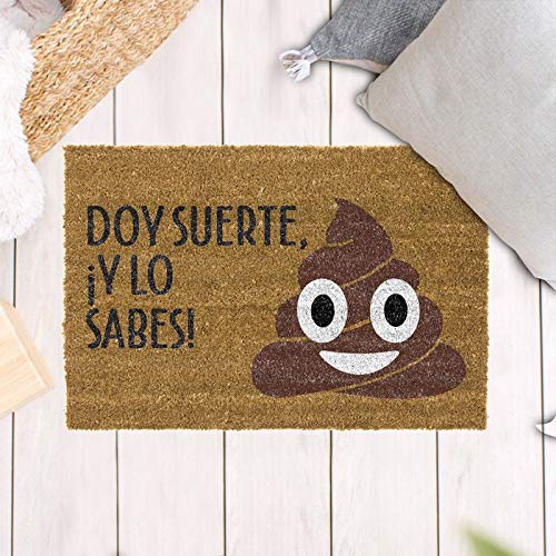 TIENDA EURASIA® Felpudos Entrada Casa Originales y Divertidos - Material : Fibra de Coco HQ con Base Antideslizante de PVC - Medidas : 40x70 cm (DOY Suerte Y LO Sabes)