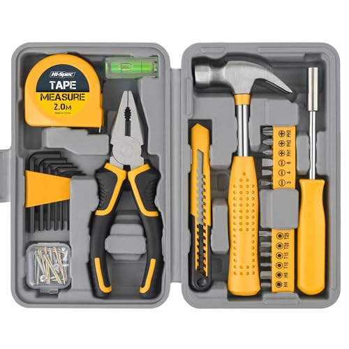 Hi-Spec kleiner Werkzeugkoffer. Mini Werkzeugkoffer. Werkzeugset mit Mini Hammer Bit Set Nagelset Massband und mehr. Ideal für Haushalt und Geschenk