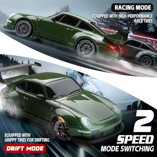 Image of Drift RC Car Kit - 1 /24 4WD 2.4GHz Remote Control Green Sports Car