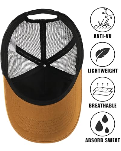 Image of American Flag Trucker Hat,USA Hat for Men Women Snapback Baseball Cap Adjustable Breathable Mesh Side Durable Hats