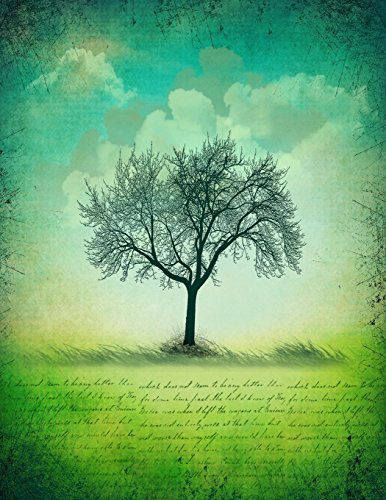 Notebook: 8.5 X 11 202 Lined Pages Script Green Tree Silhouette Graphic Notebook
