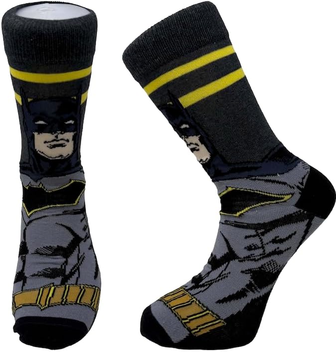 Dc Bat man Mens Calf Socks Size 6.5-11.5