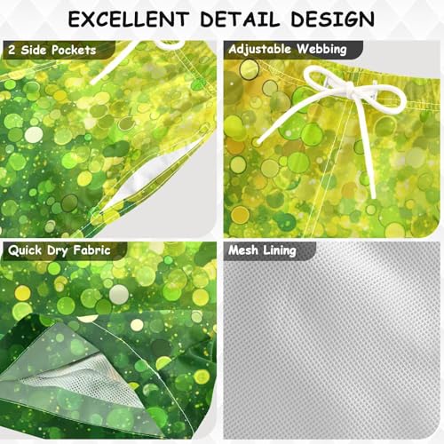 Pigsaly Boys Swim Trunks Gradient Flashing Gold Lemon Yellow Green Gold Glitter Boys Board Shorts Swimsuit Swimwear 2T3