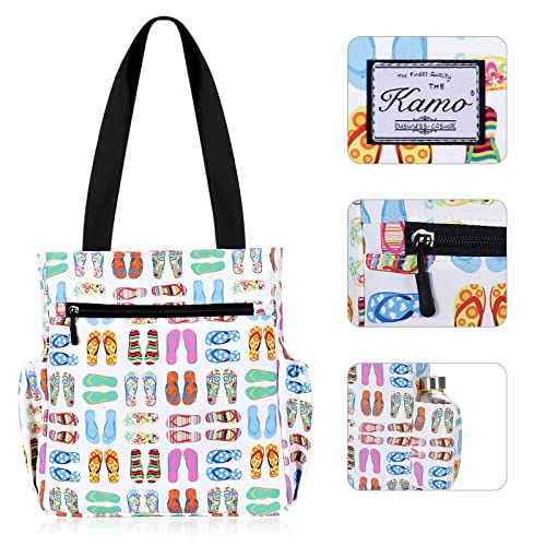 Image of KAMO Floral Tote Bag - Waterproof Lightweight Handbags Travel Shoulder Bag for Hiking Yoga Gym Swimming Travel Beach