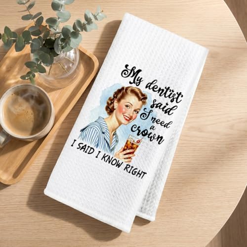 Image of Hanamiya Na Funny Kitchen Towels, Hostess Gifts for Women, Reusable Tea Towels for Kitchen Home Farmhouse Decor, Funny Waffle Weave Dish Drying Towel, Ladies Gifts for Women Friend Mom, 24x14 Inch