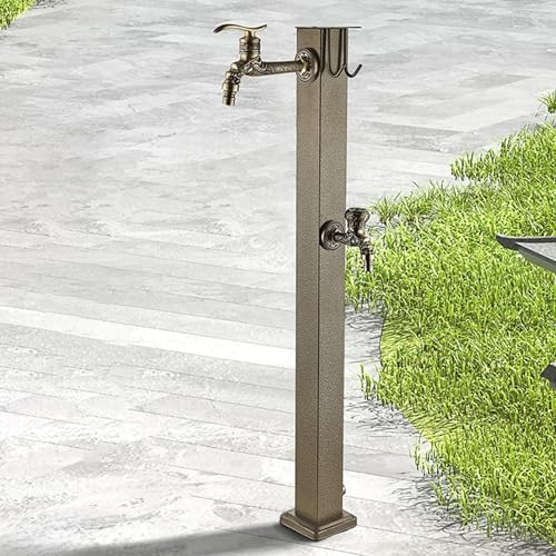 YUGXTH Cuadrada Columna de Agua para Jardín, Columna Vertical con Grifo de Doble Salida, Grifo Anticongelante para Exteriores, Dispensador de Agua, Hidrante, Fuente de Riego(80cm/31.5in)