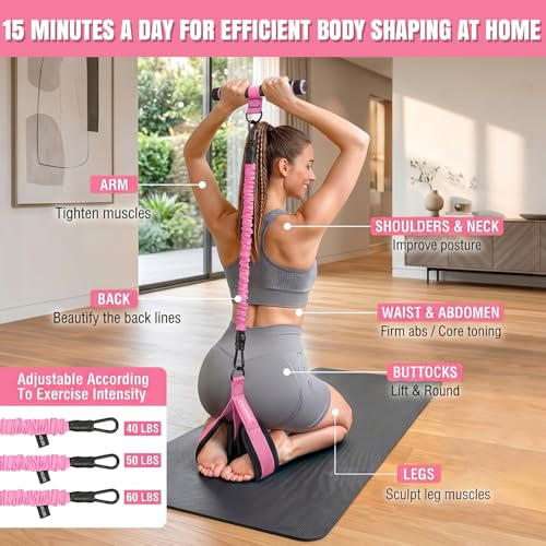 Image of Pedal Resistance Band, 40 /50 /60 lbs with Handles & Ankle Straps