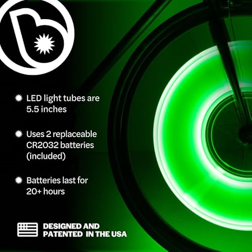 Brightz SpinBrightz LED Bike Wheel Lights - Kids Bike Lights for Night Riding - Bike Accessories for Boys, Girls & Adult Bikes - Cool Stocking Stuffers for All Ages (Green)
