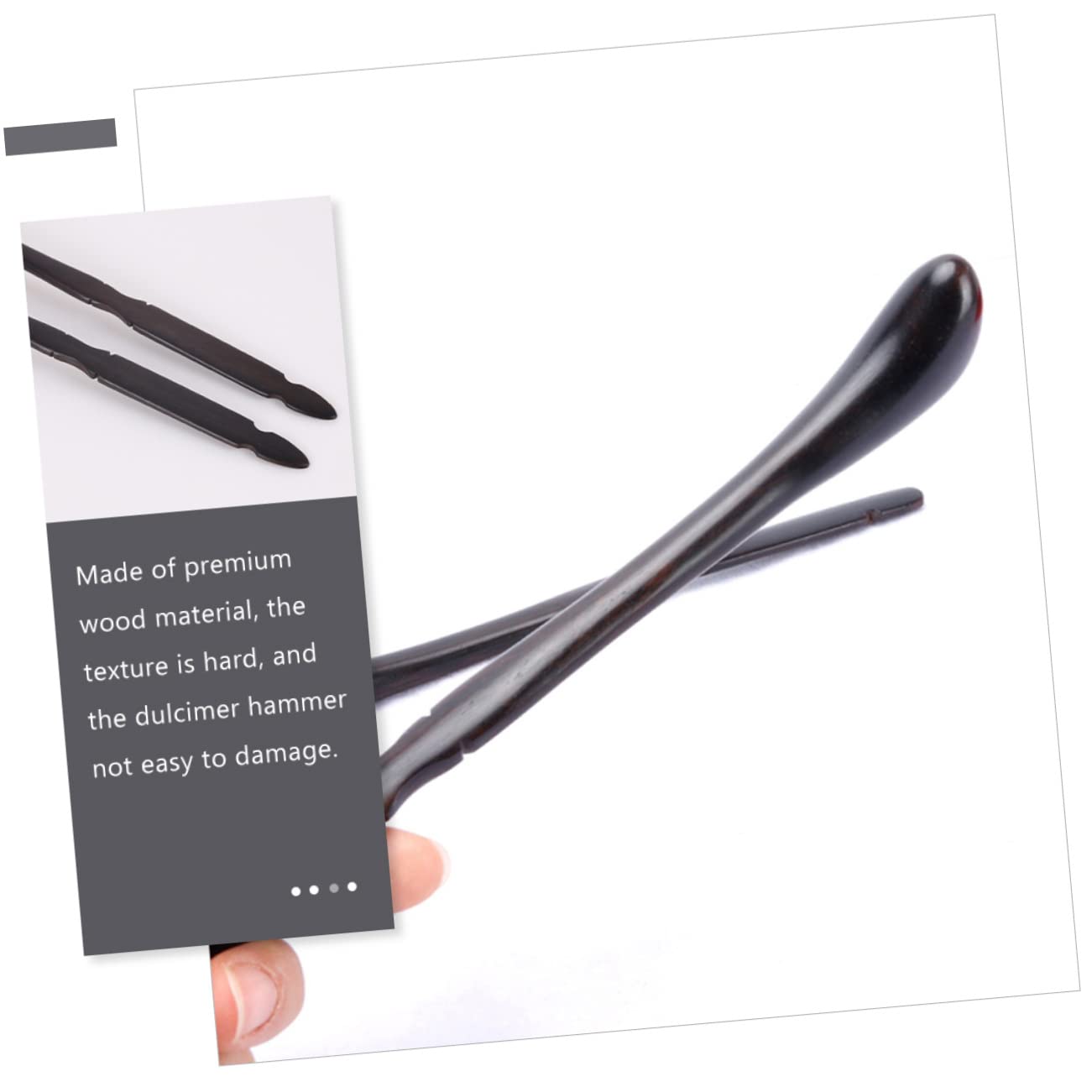 GOOHOCHY 1 Pair Wood Mallets for Dulcimer Hitting Practice Professional Dulcimer Parts Black Crafted