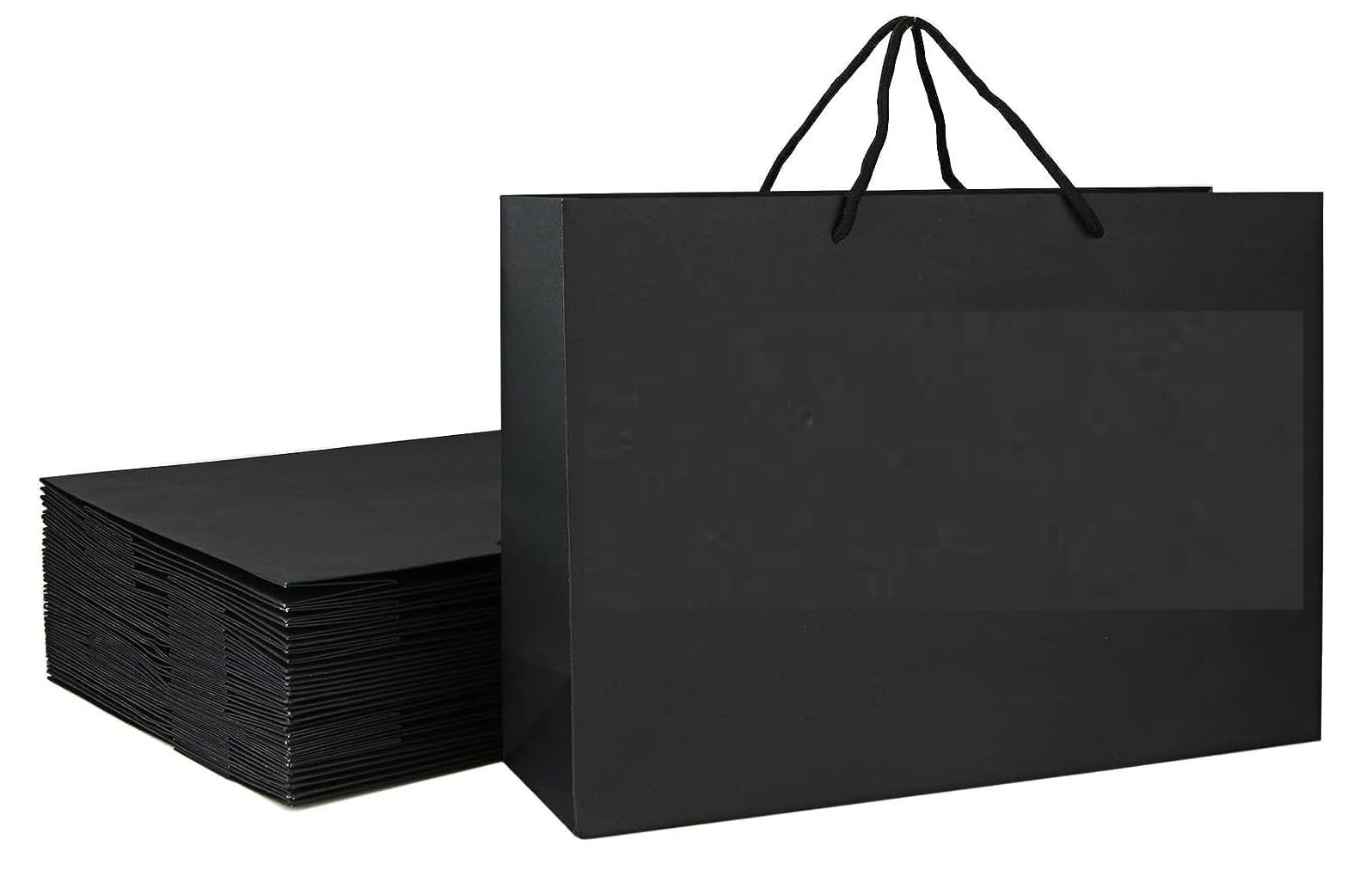 Amit Marketing Black Paper Carry Bag - 250 GSM Kraft Matt Lamination Paper Bags with Braided Cotton Handle I for Return Gifts Carrying Packaging Shopping Grocery Parcel Take Out - L15xW4.25xH11 Inch (10 Pcs)-image-25