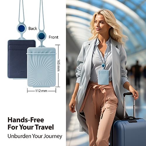 BONE Lanyard Passport Holder, Passport Cover with Travel Gadget Set & Card Slots, Duel-Sided Passport Wallet with Leather & Premium Silicone (Black - Lanyard)4