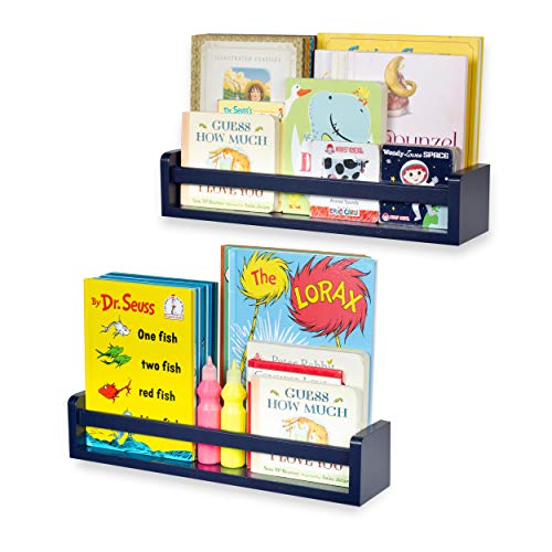 brightmaison Children's Wall Shelves – 2 Shelf Set - Wood Bookcase Toy Game
