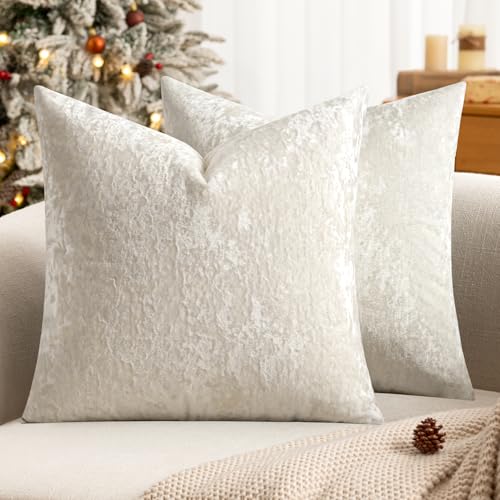MIULEE 2er Set Weihnachten Kissenbezüge Eisblume Sofakissen...
