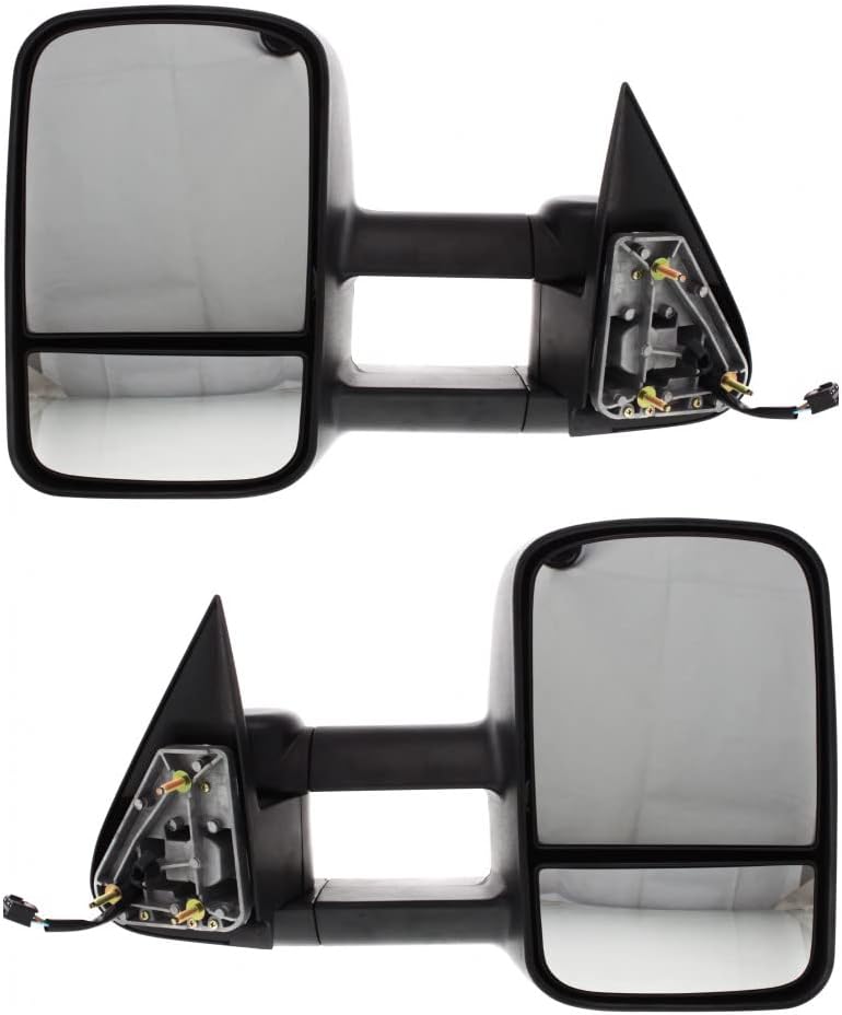 For GMC Sierra 2500 1999-2004 Towing Mirror Driver and Passenger Side Pair | Manual Folding | Power | Heated | Textured Black | Replacement For 15172060, 15172059, 15172060-PFM | GM1320411, GM1321411
