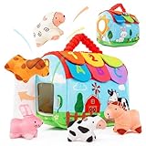WECHARM KIDS Baby Sensory Toys 6-12 Months, Montessori Stuffed Farm Animals with Rattle Crinkle Mirror, Soft Plush Toys for 6 Months+, Easter Basket Stuffers Gifts for Infant Boys Girls
