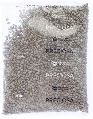 Czech Glass Seed Bead/Pony Bead 6/0 Opaque Travertine on Light Blue - 500g Bulk Bag by Preciosa (Jablonex)