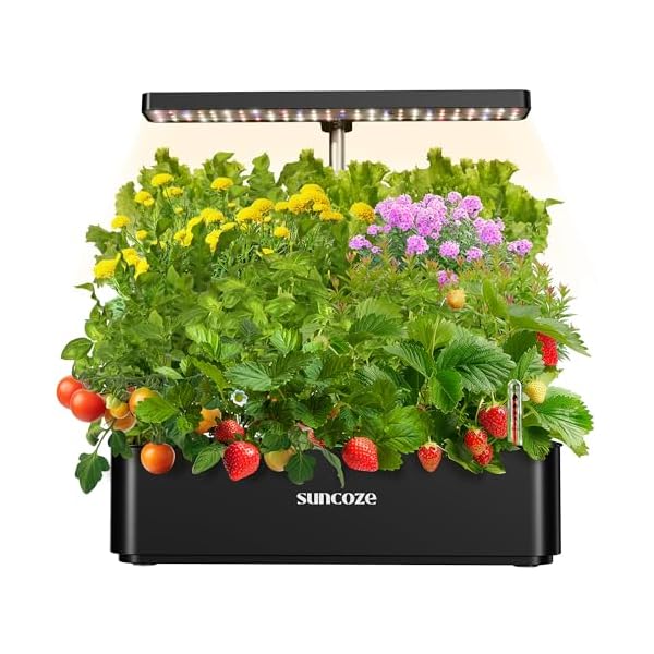   Hydroponics-Growing-System-Kit-12-Pods-24W-LED-Grow-Light-Indoor-Garden-4L-Water-Tank-with-Quiet-Pump-Adjustable-Height-Herb-Garden-Planter-Indoor-Kit-Gardening-Gifts-Black