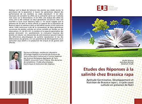 Etudes des Réponses à la salinité chez Brassica rapa: Aptitude Germinative, Développement et Nutrition de Brassica rapa L. à cycle court cultivée en présence de NaCl