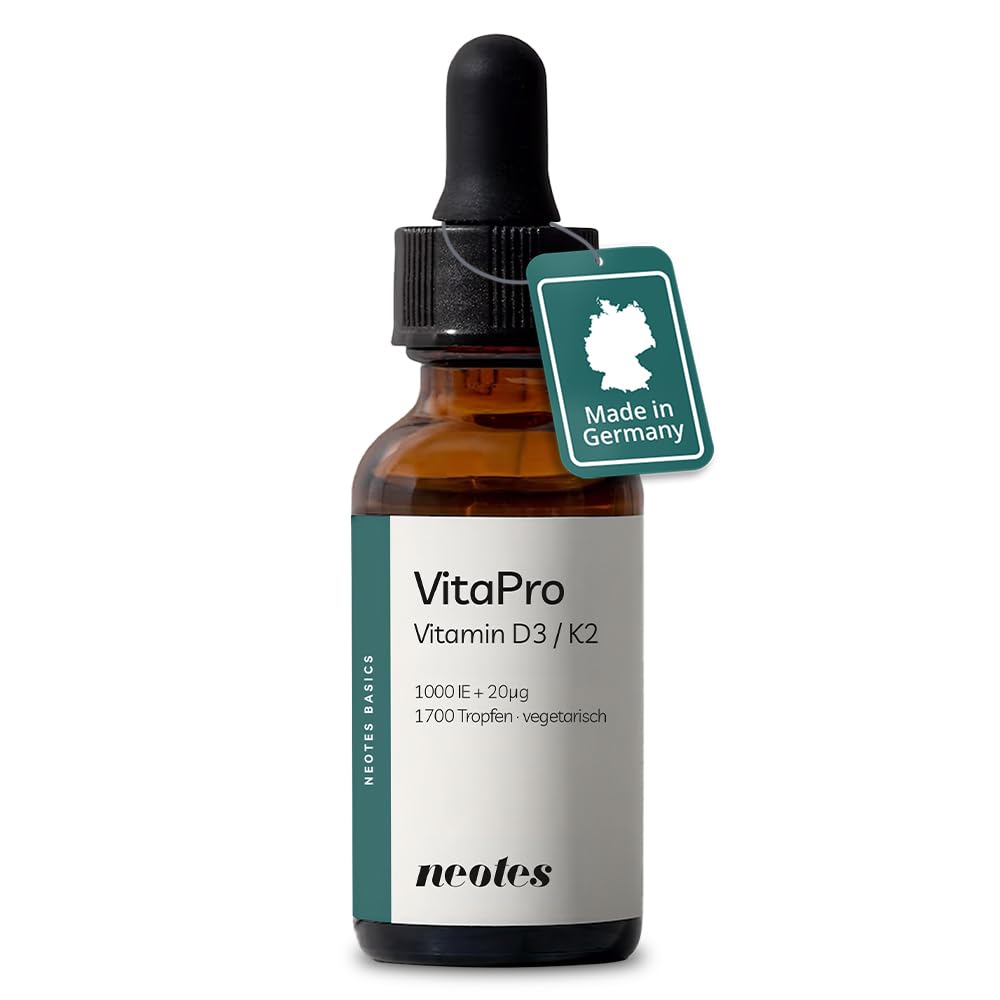 Vitamin D3/K2 MK-7 Öl – Hochdosiert 1.000 IE D3 + 20µg K2 MK-7 pro Tropfen - 3 x 1700 Tropfen / 50ml – Premium MCT Kokosöl – Vitapro Für Knochen, Immunsystem & Zellen - Vegetarisch
