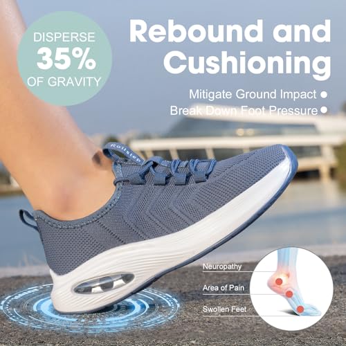 Image of Wide Toe Box Shoes Women Extra Wide Width Sneakers Air Cushion Road Running Shoes Ultra Light Tennis Gym Workout Training Shoes Breathable Walking Shoes with Arch Support