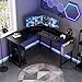 OLIXIS L Shaped Desk, 50-Inch Office Computer Gaming Desks Corner PC Table with Side Bag and Reversible Shelf for Home Work Study Writing Black