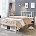 Yaheetech 13 inch Twin Size Metal Bed Frame with Headboard and Footboard Platform Bed Frame with Storage No Box Spring Needed Mattress Foundation White