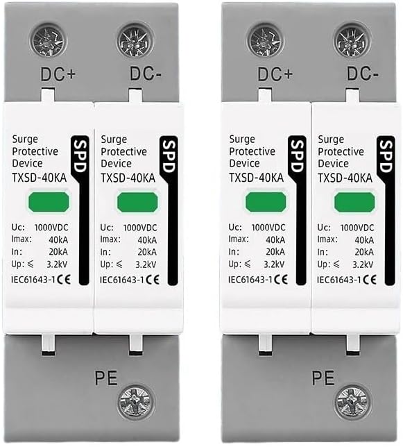DC SPD Surge Protective Device 600V 1000V 2P 20KA 40KA 60KA Voltage Protector Solar PV Photovoltaic Lightning Arrester(60KA,DC 600V)