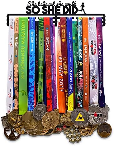 Medal hanger SHE BELIEVED SHE COULD - SO SHE DID - coated black holder
