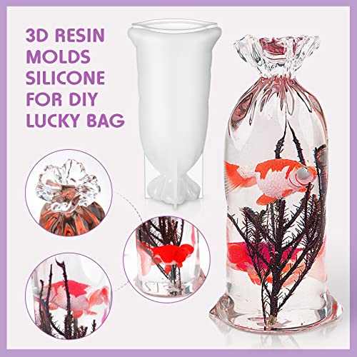 2 Pcs Lucky Bag Resin Molds Silicone Molds For Resin Casting Bag Shape Silicone Epoxy Mold 3D Jewelry Resin Casting Molds Large Resin Epoxy Casting Crafts For Home Table Diy Making Flower Preservation #TOP3