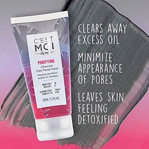 C'est Moi Purifying Charcoal Clay Facial Mask | Cleanse & Hydrate Skin, Gentle Exfoliating Facial Mask, Clinically Tested Non-Toxic Ingredients Feat. Activated Charcoal & Salicylic Acid 1.7 Oz #TOP1