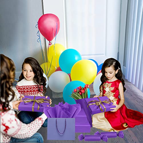 Image of 100 Sheets Purple Tissue Paper Artdly 14 x 20 Inches Purple Tissue Paper Bulk for Weddings Birthday DIY Project Wrapping Crafts Decor