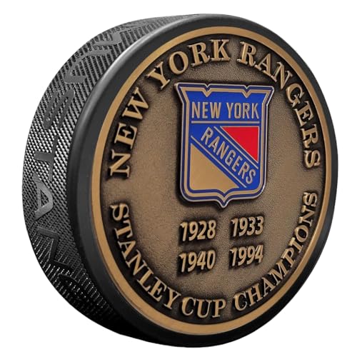 Sports Decor Medallion Puck - New York Rangers Stanley Cup Years Gold