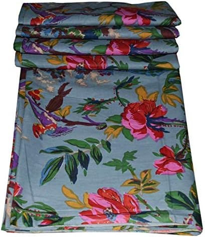 Indian Cotton Traditional Multi Floral Print Dress Making Running Fabric by The 5 Yard (Yellow, 10 Yard)
