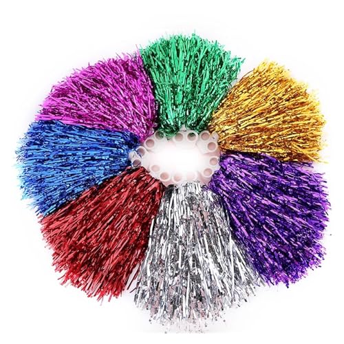 HYFEUOKF Pompon De Pom-Pom Girl 2 pièces Pompons banderoles métalliques Pom-Pom Girl Pompon acclamant la Danse pour Matchs De Sport, Performance sur ScèNe(Blue) – vue 3