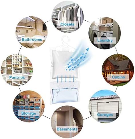 Miniatura 7 de ZSZMFH Paquete de 6 bolsas colgantes con absorción de humedad y eliminador de olores máximo, olor a carbón que elimina el olor húmedo a humedad,