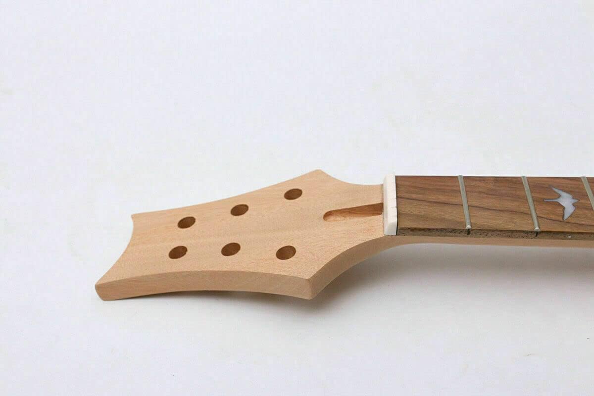 Kit per chitarra elettrica fai da te, manico in mogano a 22 tasti, in acero, con tappo intarsiato fine, corpo in mogano non rifinito (tastiera in palissandro e corpo in acero)
