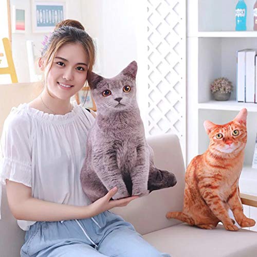Hithopking 3D Cat Pillow Plush Toy,Creative 3D Simulation Cat Baby Stuffed Toy Soft Plush Toy,Home Decoration Kids Toy(Brown) #TOP1