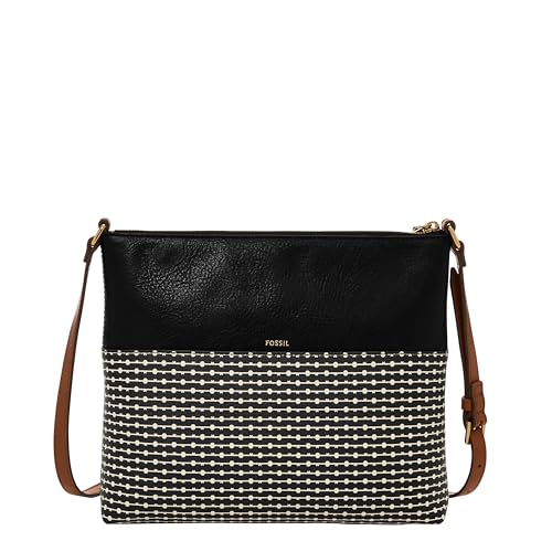 Fossil Women's Fiona Large or Small Crossbody Purse Handbag for Women, Black Stripe, Large by Fossil - Image 4