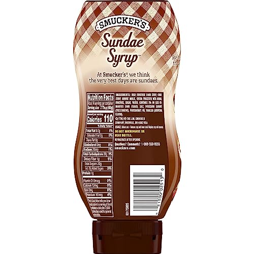 (Pack of 1) Smuckers Sundae Syrup Chocolate Flavored Syrup Ice Cream Topping 20 Oz (Free Miras Trademark 2-in-1 Measuring Spoon Included!)
