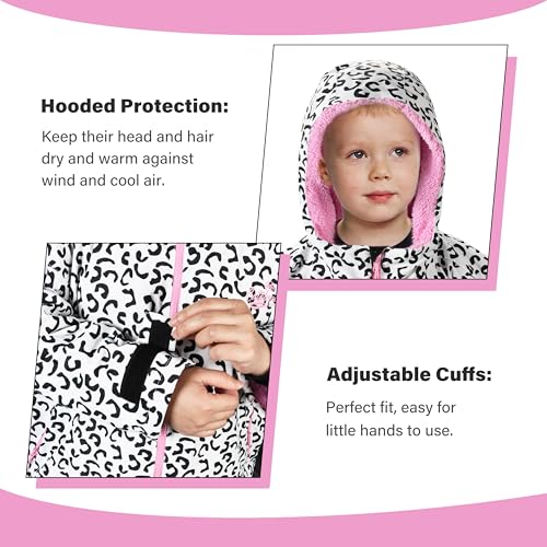 Image of Catalonia Waterproof Kids Swim Parka with Hood, Sherpa Lined Swim Coat with Inner Pocket & Write-On Name Tag