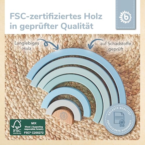 Bieco Holz Baby Blau - Steckspiel Regenbogen - Motorikspielzeug – Ansicht 5