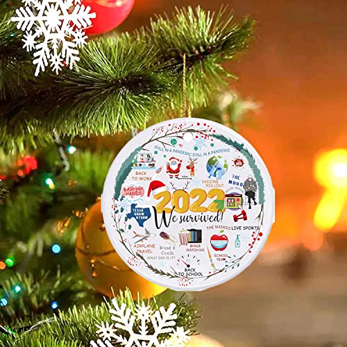 Delucky 2022 Christmas Ornaments, Double-Sided Ceramics Ornaments, Funny Commemorative Ornaments & Gift, Christmas Tree Decorations, Merry Xmas For Family & Friends #TOP5
