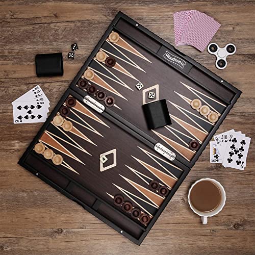 Woodronic 15" Wood Backgammon Set For Adults, Travel Backgammon Game Folding Backgammon Board #TOP5
