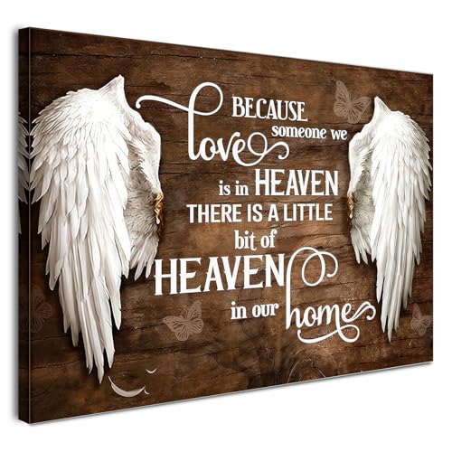 Alptiny Framed Wall Art Canvas Angel Wings Artwork Memorial 