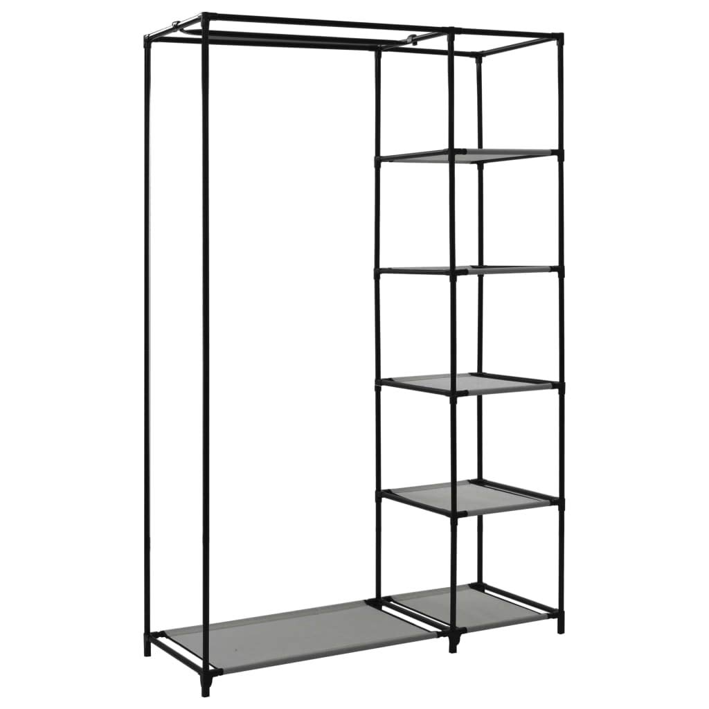 vidaXL Faltschrank Kleiderschrank Stoffschrank Campingschrank Garderobe Schrank Regal Textilschrank Garderobenschrank Grau 110x45x175cm Stoff