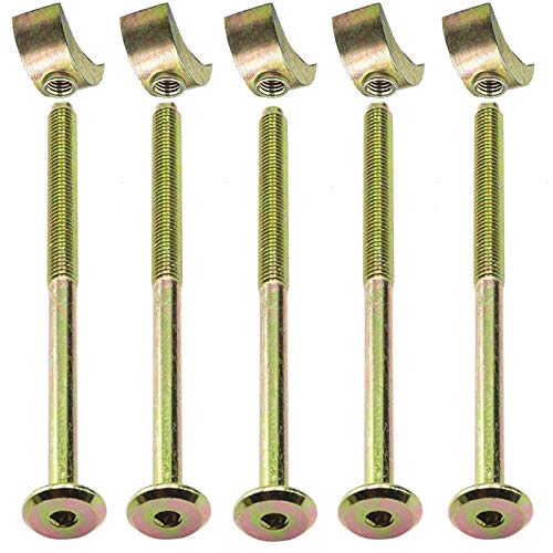 Half Moon M6 Threaded Washers With Furniture Connecting Bolts For Bunk Beds & Baby Cots 100mm (4 Bunk Bed Bolts + 4 Half Moon Nuts) - Image 2